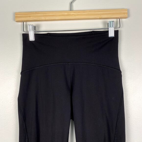 Lululemon Cropped Side Mesh Panel Leggings Black Size 4 - Picture 2 of 9